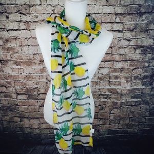 Pineapple Print Scarf with Stripes
